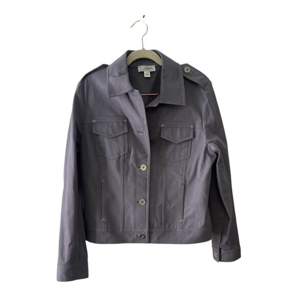 St. John Sport Button Front Jacket Stretch Long Sleeve Collared Gray Size Small - Picture 1 of 13